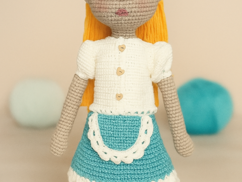 Alpenglück Trachtenkombi Gletschersee für Puppe Tilda