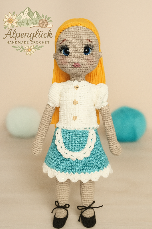 Alpenglück Trachtenkombi Gletschersee für Puppe Tilda