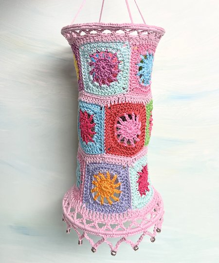 Crochet Pattern Sunrise Granny Square Lampions, cute lanterns, 2 sizes, PDF
