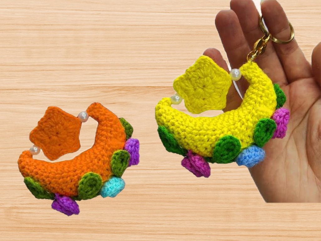 Amigurumi Mond und Stern Schlüsselanhänger Häkelanleitung + Video - Bild 4