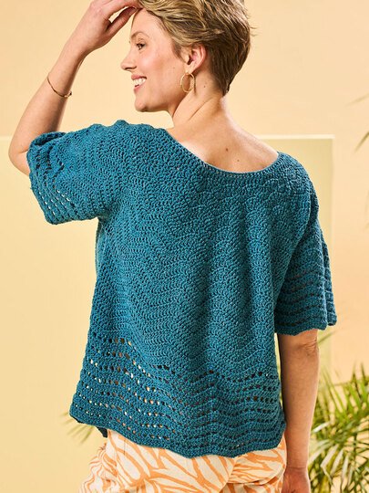 JACKE CIM MIT RUNDPASSE, GEHÄKELT