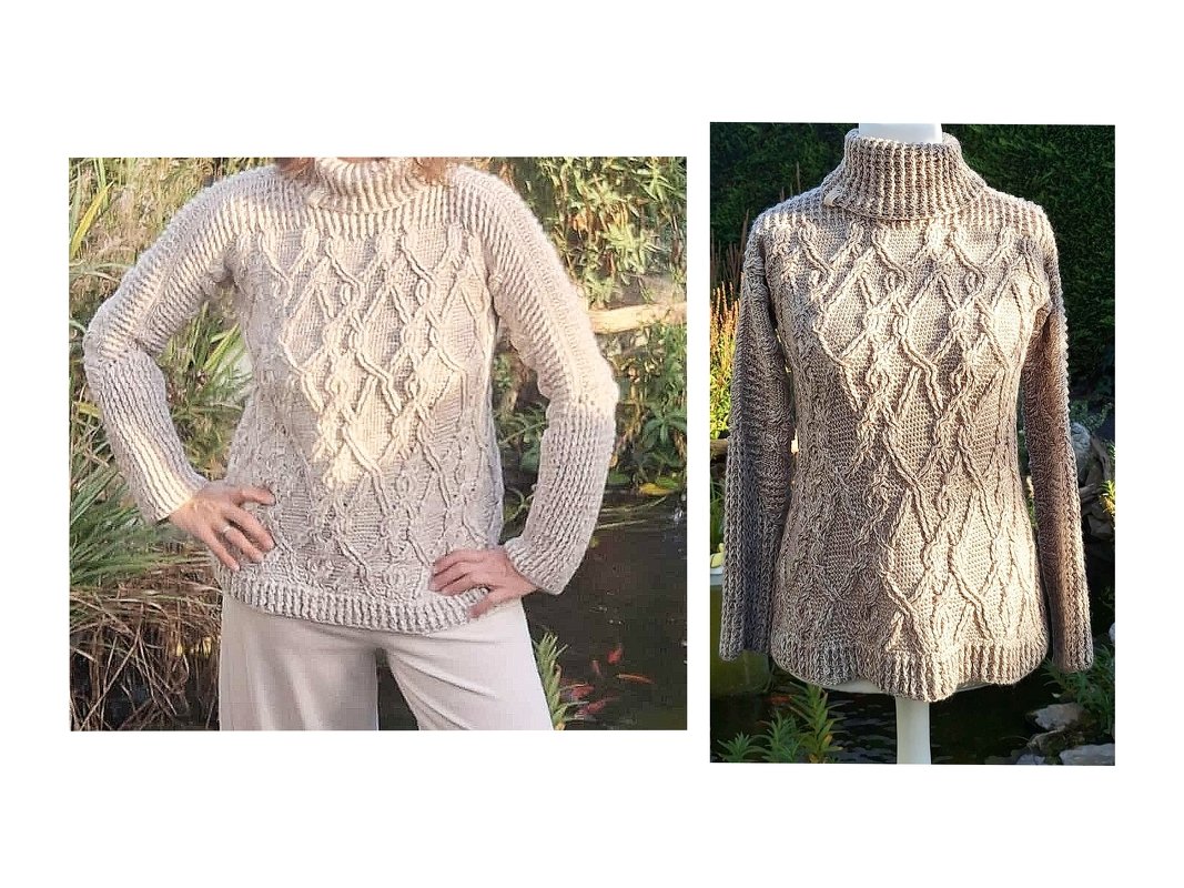 Pulli/Kleid Abracci, in einem Stück gehäkelt, 4 Ausschnittvarianten