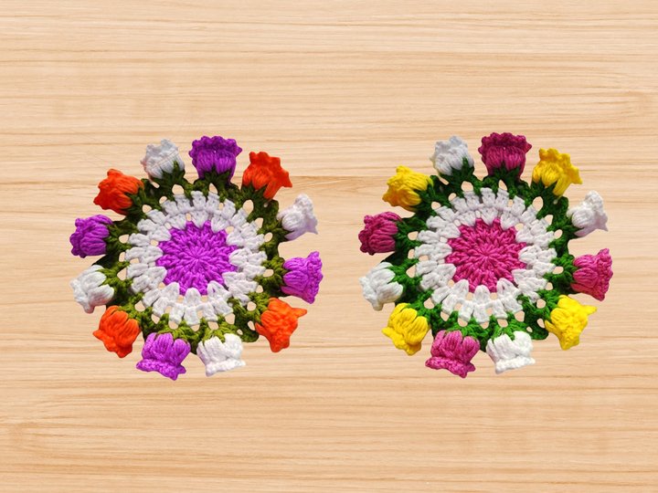 Crochet Lotus Flower Coaster Pattern PDF + Video Tutorial