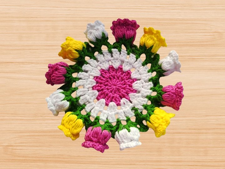 Crochet Lotus Flower Coaster Pattern PDF + Video Tutorial