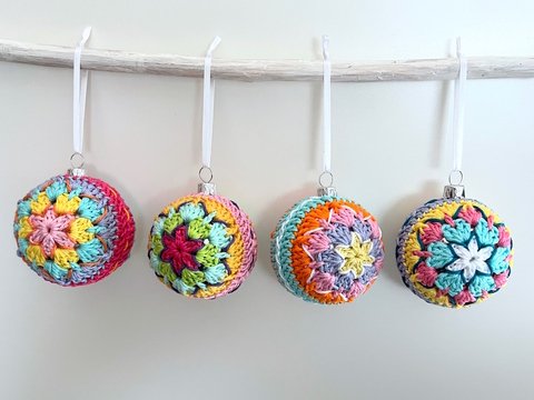 Christmas Balls "Stella", Festive Ornaments Xmas Baubles Crochet Pattern