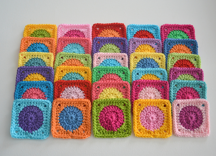 Bunte Granny Square Hülle für Wärmflasche, Wärmflaschenbezug, PDF