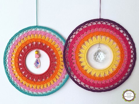 Häkelanleitung Sonnenfänger „Sunset“, Mandala Suncatcher Traumfänger