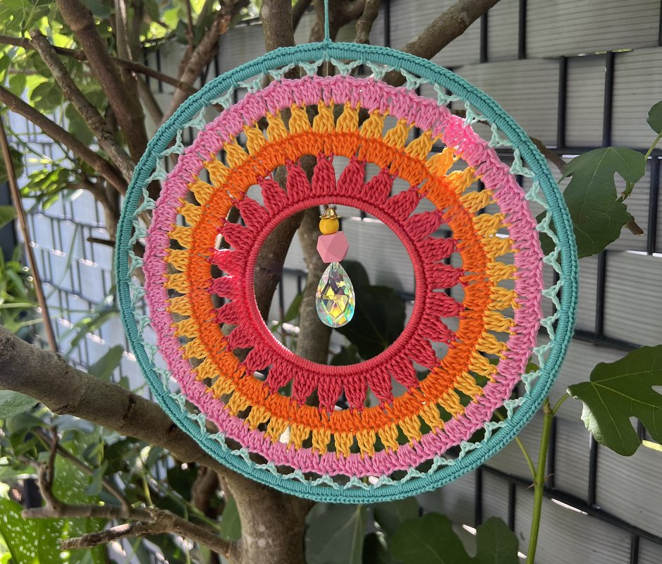 Suncatcher “Sunset” Mandala Dreamcatcher with Sun Catcher Crystal - Image 2