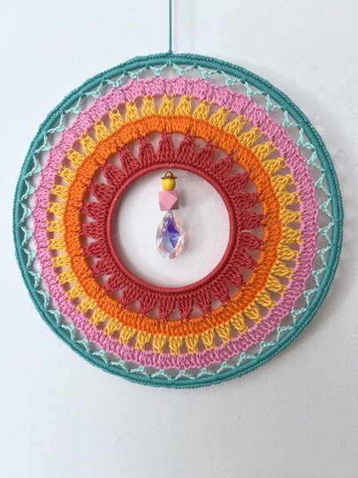Häkelanleitung Sonnenfänger „Sunset“, Mandala Suncatcher Traumfänger