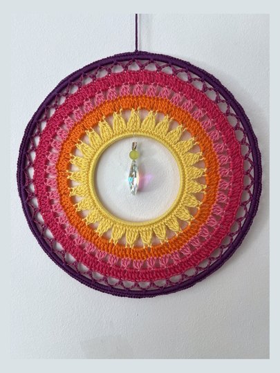 Häkelanleitung Sonnenfänger „Sunset“, Mandala Suncatcher Traumfänger