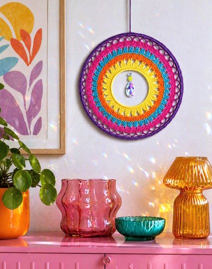 Suncatcher “Sunset” Mandala Dreamcatcher with Sun Catcher Crystal