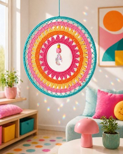 Suncatcher “Sunset” Mandala Dreamcatcher with Sun Catcher Crystal