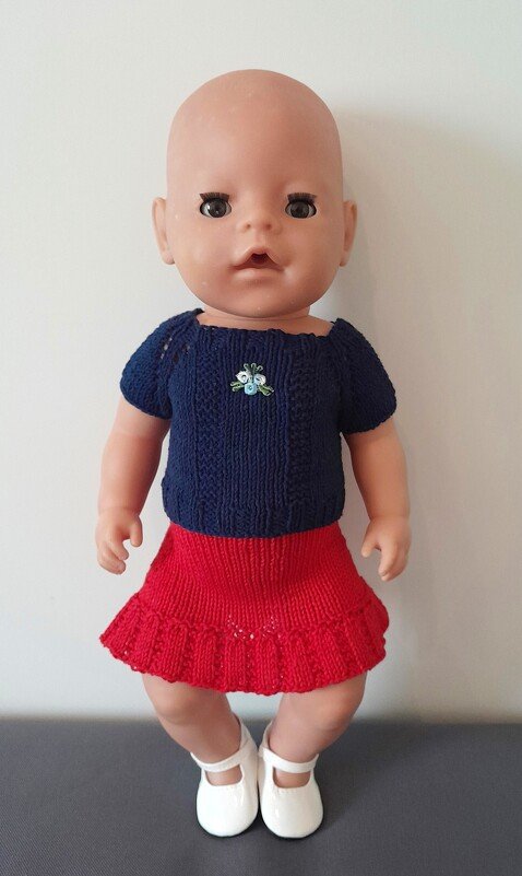 Strickanleitung Sportrock für eine Babypuppe 42 - 44 cm