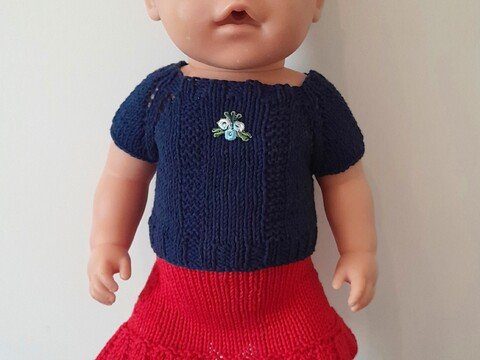Strickanleitung Sportrock für eine Babypuppe 42 - 44 cm