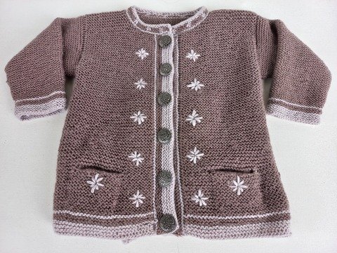 Strickanleitung Kindertrachtenjacke, 80-86, 12-18 M, Kellerfalte u. Taschen