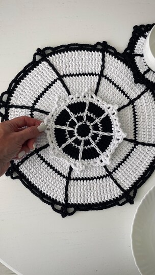 Spiderweb Placemat Crochet Pattern for Halloween Table Decor