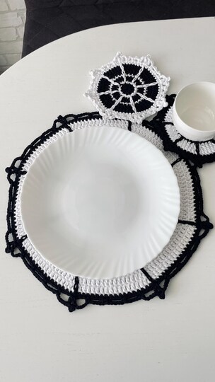 Spiderweb Placemat Crochet Pattern for Halloween Table Decor