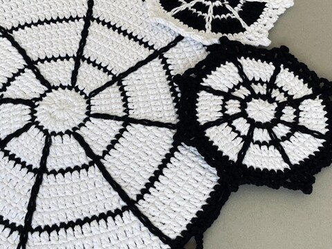 Spiderweb Placemat Crochet Pattern for Halloween Table Decor