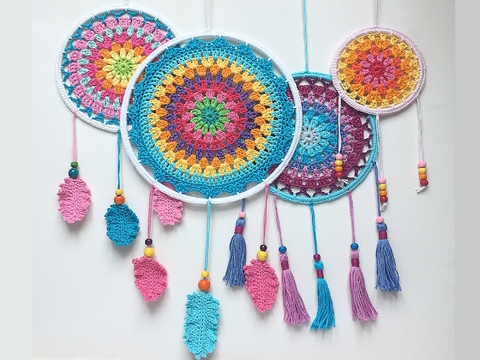 Crochet Pattern Dream Catcher in 3 sizes, Home decor Mandala, PDF