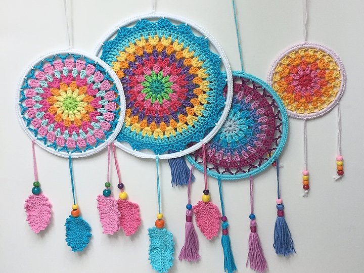 Crochet Pattern Dream Catcher in 3 sizes, Home decor Mandala, PDF