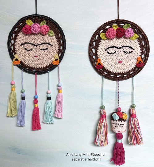 Dreamcatcher Mexican Beauty, woman with flower crown, crochet pattern, PDF