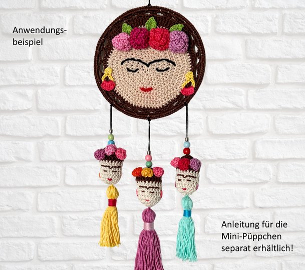 Dreamcatcher Mexican Beauty, woman with flower crown, crochet pattern, PDF