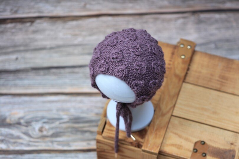 Maulbeeren Mütze/Haube/Bonnet gestrickt im Maulbeerenmuster No. 002