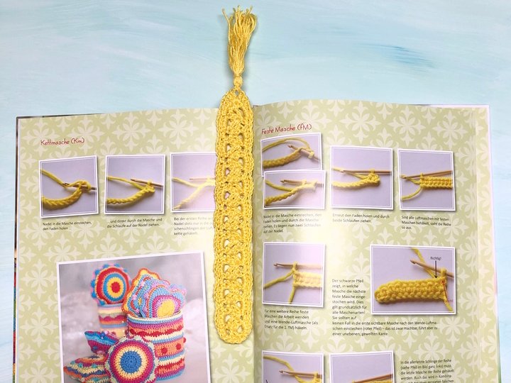 Lesezeichen im Makramee Look, gehäkelte Geschenkidee, Häkelanleitung