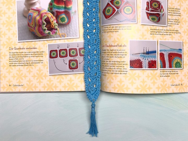 Lesezeichen im Makramee Look, gehäkelte Geschenkidee, Häkelanleitung
