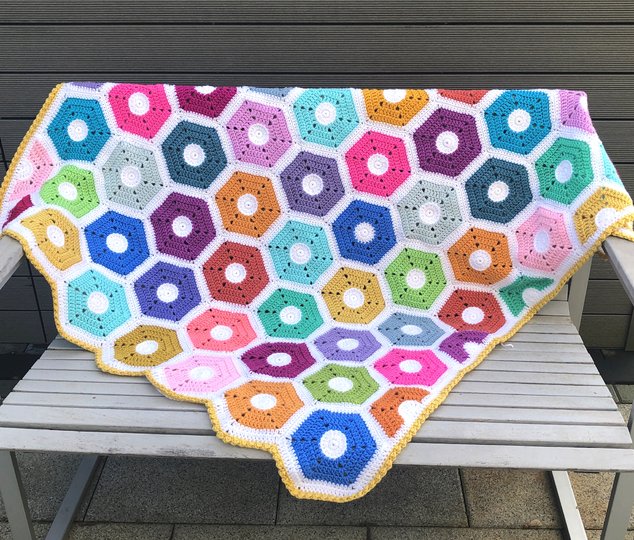 Häkelanleitung Decke MILFONTES, Hexagon-Decke, PDF