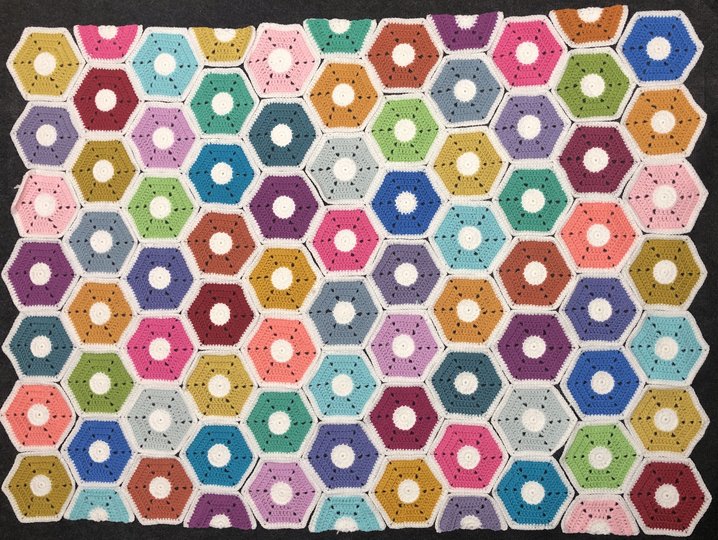 Häkelanleitung Decke MILFONTES, Hexagon-Decke, PDF