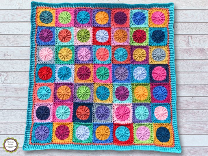 Häkeldecke UMBRELLA, Granny-Square-Decke, Join as you go Methode, PDF