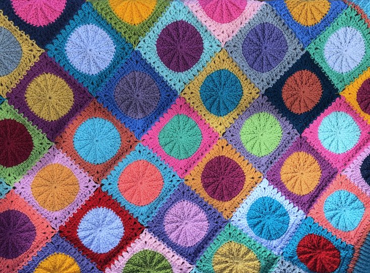 Häkeldecke UMBRELLA, Granny-Square-Decke, Join as you go Methode, PDF