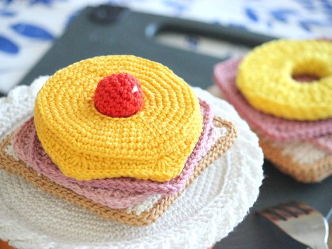 Häkelanleitung "Menü - Toast Hawaii"