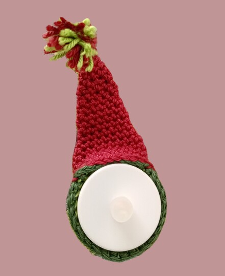 Teelichthalter Nikolausmütze, hübsche Deko, einfach zu häkeln