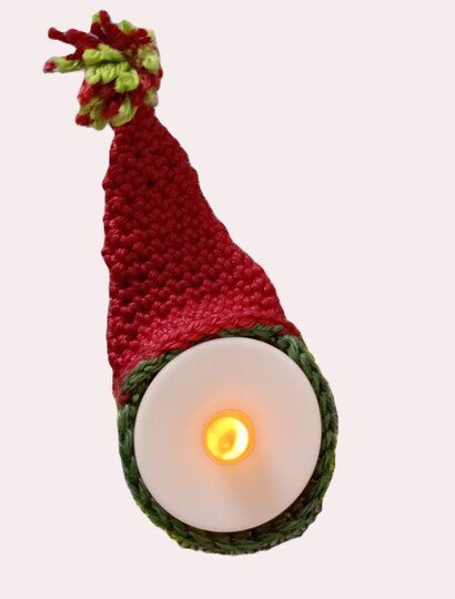 Teelichthalter Nikolausmütze, hübsche Deko, einfach zu häkeln