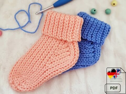 S.12 Crochet pattern for children's socks. PDF in English and German.