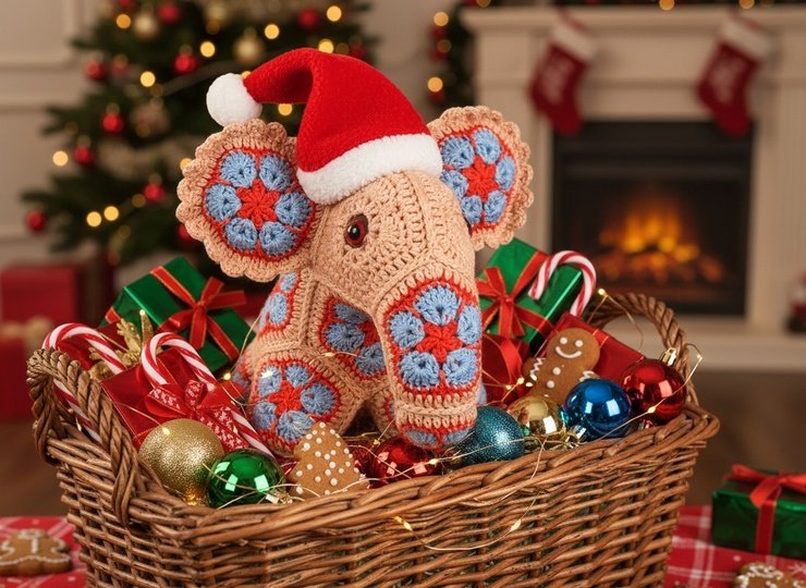 African Flowers Christmas Set – Elephant Baubles & Star 5 PDFs