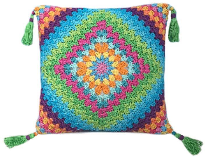 Granny Square Kissen "Boho Dreams", Hippie Style Häkelkissen Häkelanleitung