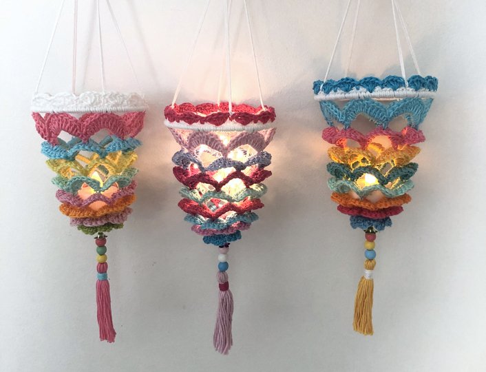 Crochet Pattern "Boho Mini Lantern", small crochet Lamp, PDF Tutorial