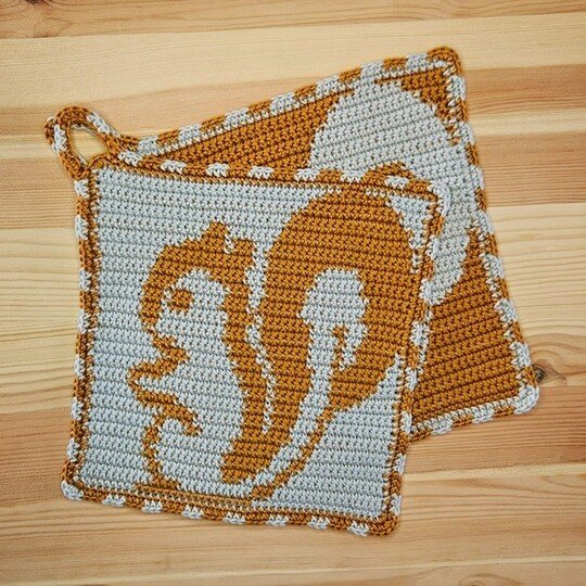 Häkelanleitung Topflappen "Eichhörnchen"