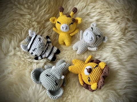 Crochetpattern - Zoo: Zebra, Hippo, Lion, Elefant, Giraffe
