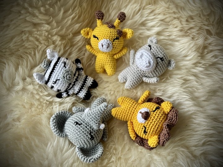Crochetpattern - Zoo: Zebra, Hippo, Lion, Elefant, Giraffe