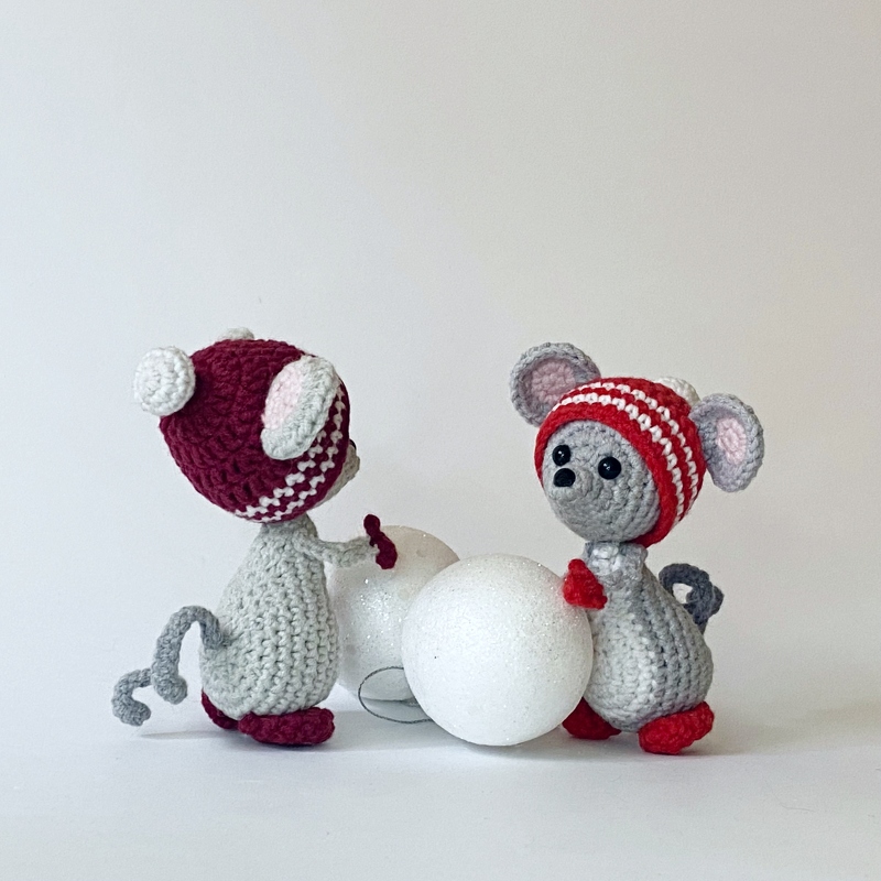 Maus mit Wintermütze. Häkelanleitung
