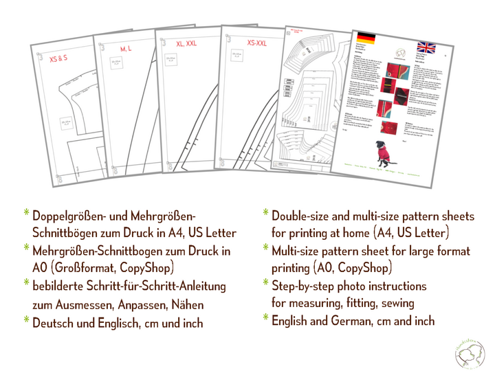 SANTA PAWS Hunde-Weihnachtspullover, Gr. XS–XXL, Anleitung+Schnitt