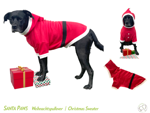 SANTA PAWS Dog Christmas Sweater, sizes XS–XXL, sewing pattern
