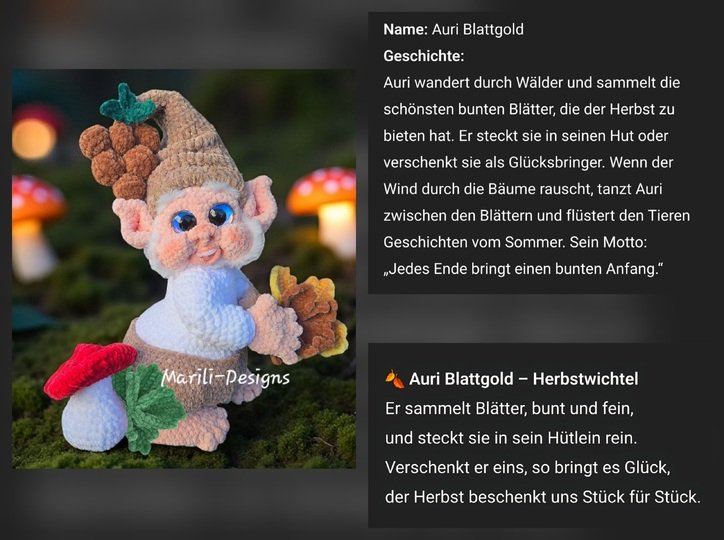 Crochet pattern expansion pack “Auri Gold Leaf – Autumn Gnome”