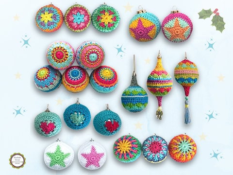 Christbaumkugeln Paket mit 6 Häkelanleitungen Christbaumschmuck Sparset