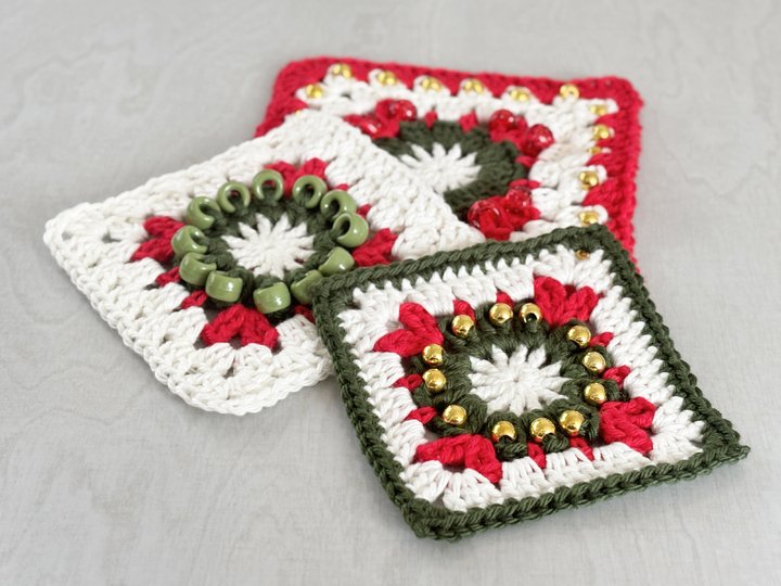 Xmas Granny Square Häkelanleitung Weihnachten, Weihnachtskranz Grannie