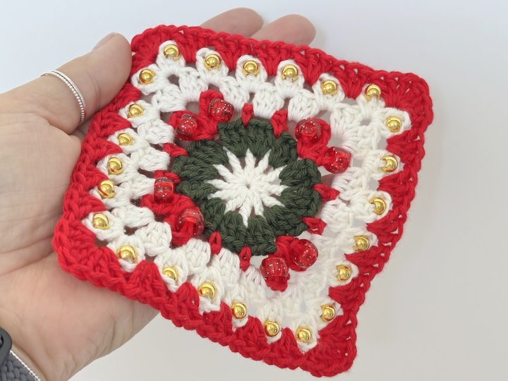 Xmas Granny Square Häkelanleitung Weihnachten, Weihnachtskranz Grannie
